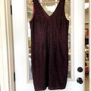 Vintage JMD New York Womens Dress Size XL Black Beaded V Neck Cocktail Evening